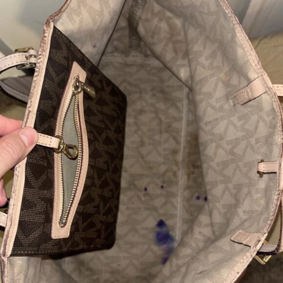 Michael Kors Large Dark Brown Signature Tote Bag - Picture 5 of 11